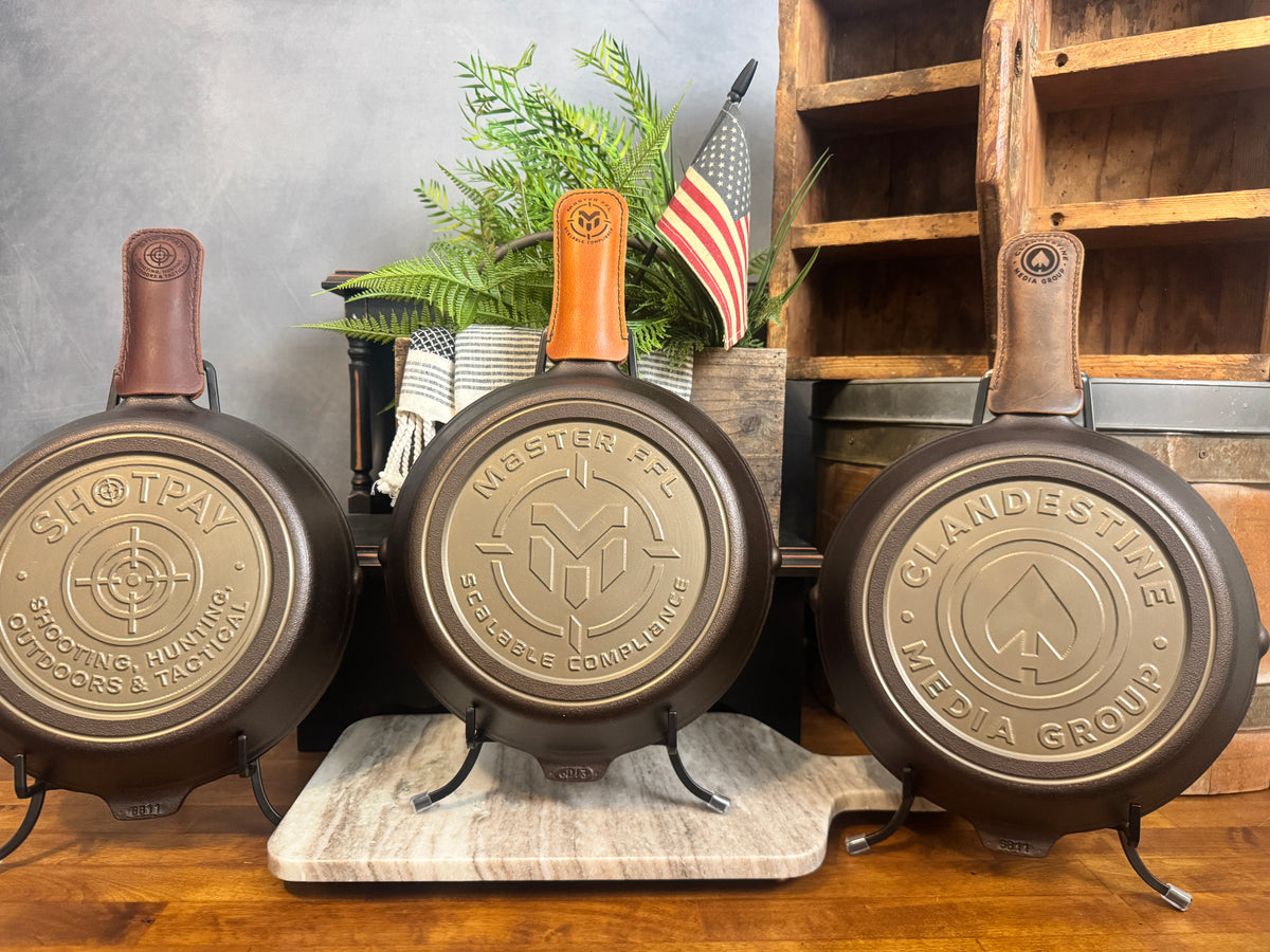 10" Business Logo Cast Iron Skillet - Custom Machining & Logo Engraving