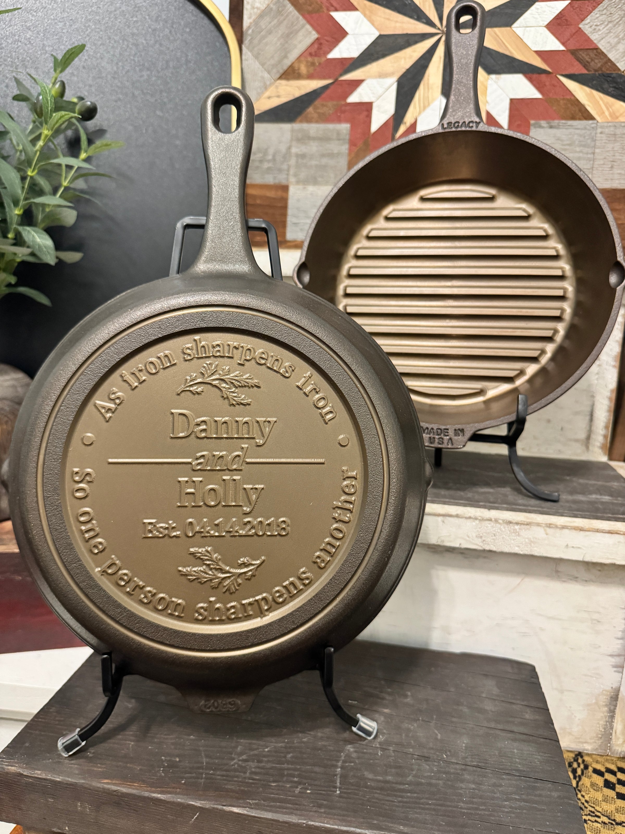 10" Legacy Cast Iron Round Grill Pan – Custom Engraved | Business Logo, Monogram & Personalized Designs