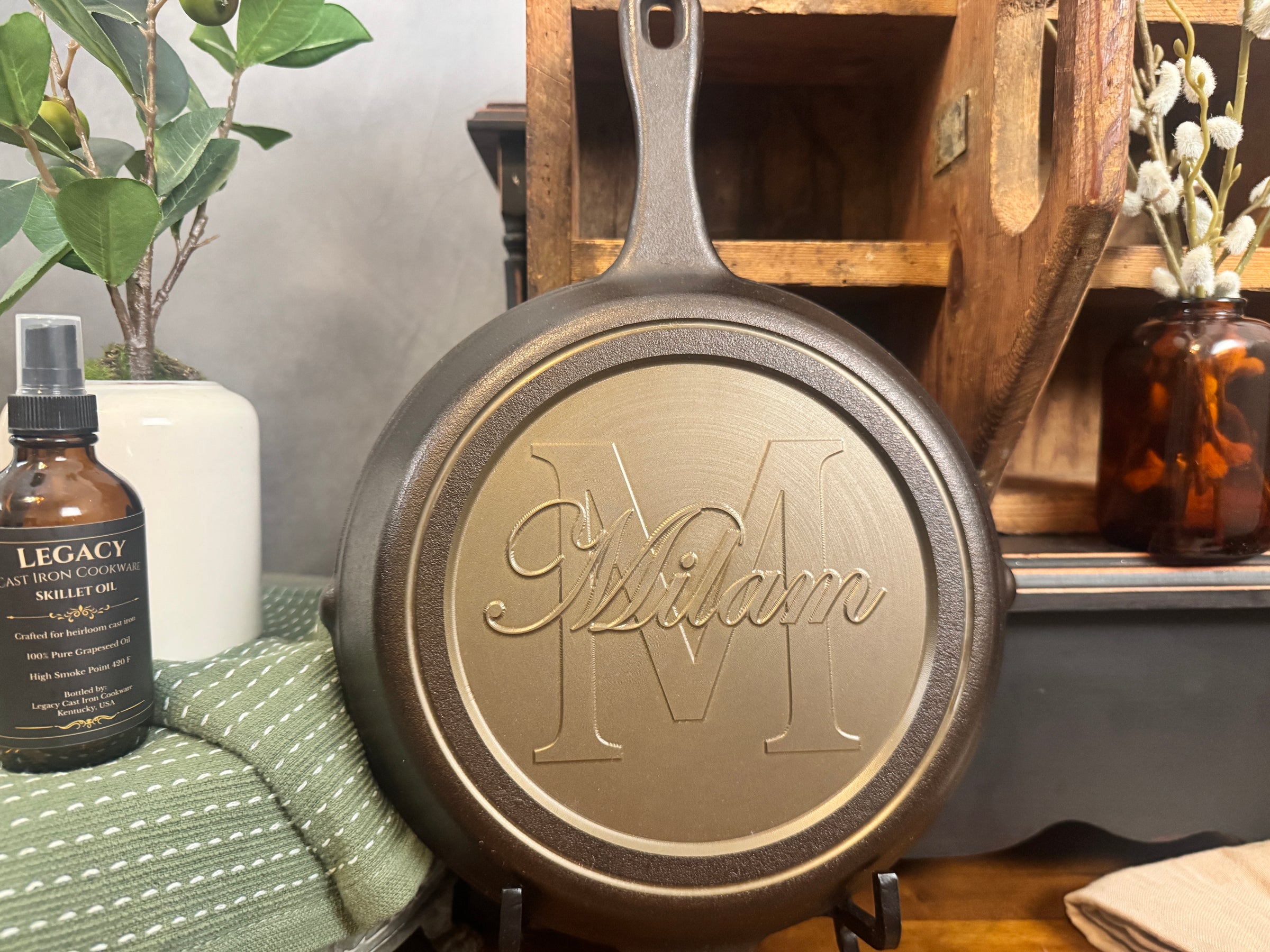 10" Personalized Legacy Cast Iron Skillet – Custom 3D CNC Engraved